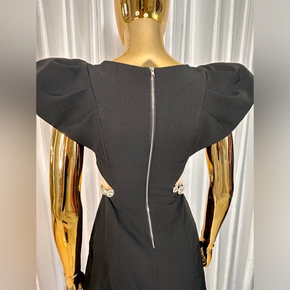 Power Shoulder Crystal Cut out  Baby Doll Dress - Picture 6 of 7